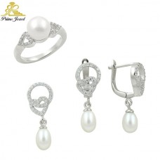 Gümüş zirkon taşlı set ( İnci)